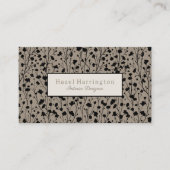 Elégant Carte de visite Floral moderne Noir Beige (Devant)