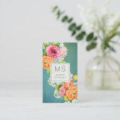 Élégant Carte de visite Floral Professionnel (Debout devant)