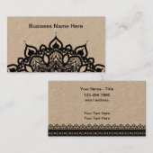 Élégant Carte de visite graphique en dentelle noir (Devant / Derrière)