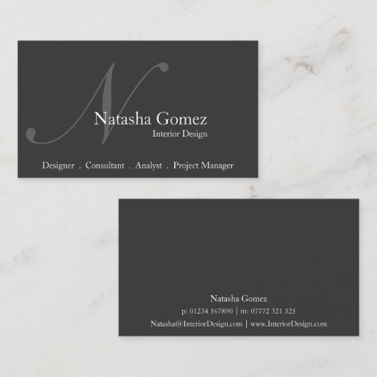 Élégant Carte de visite gris et blanc (Devant / Derrière)
