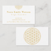 Elégant Carte de visite Mandala or et blanc (Devant / Derrière)