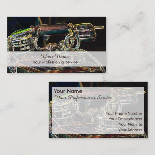 Élégant Carte de visite néo-pop-art rétro-téléphon (Devant / Derrière)