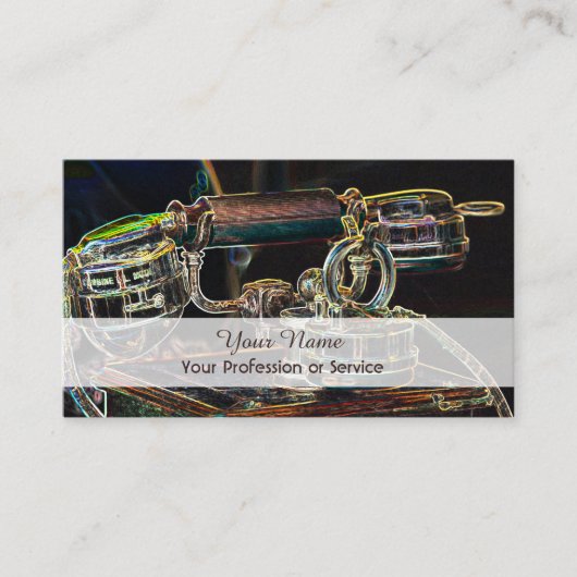 Élégant Carte de visite néo-pop-art rétro-téléphon (Devant)