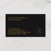 Élégant Carte de visite noir avec code QR | DP7 (Dos)