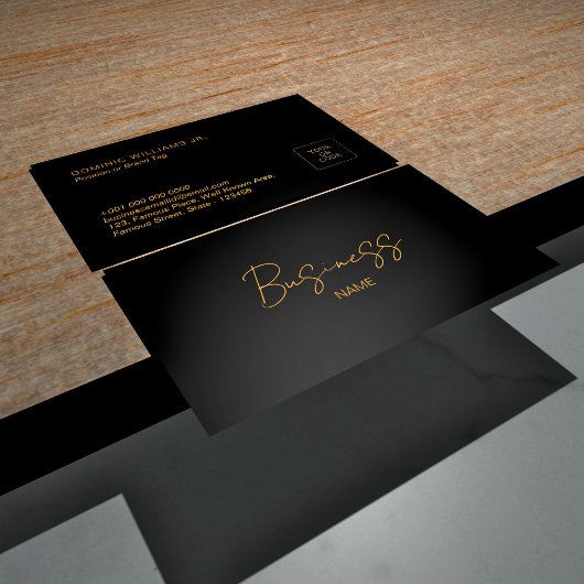 Élégant Carte de visite noir avec code QR | DP7