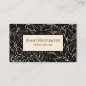 Élégant Carte de visite noir blanc Feuilles botani (Devant)