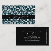 Élégant Carte de visite noir blanc floral (Devant / Derrière)