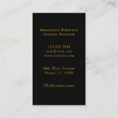 Élégant carte de visite noir et or (Dos)