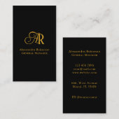 Élégant carte de visite noir et or (Devant / Derrière)