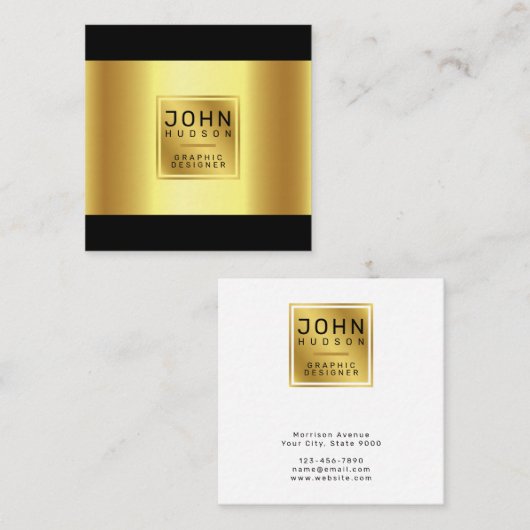 Élégant Carte de visite noir et or (Devant / Derrière)