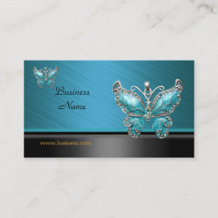 Élégant Carte de visite Papillon Turquoise Bleu
