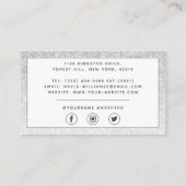 Élégant Carte de visite Parties scintillant argent (Dos)