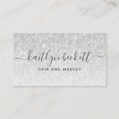 Élégant Carte de visite Parties scintillant argent (Devant)