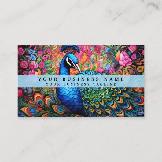 Élégant Carte de visite Peacock (Devant)