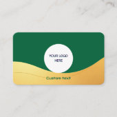 Élégant Carte de visite personnalisé vert et or av (Devant)