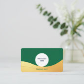 Élégant Carte de visite personnalisé vert et or av (Debout devant)
