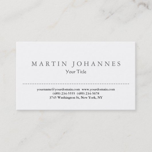 Élégant carte de visite professionnel blanc clair (Devant)
