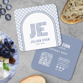 Élégant Carte de visite Retro Dusty Blue Monogram