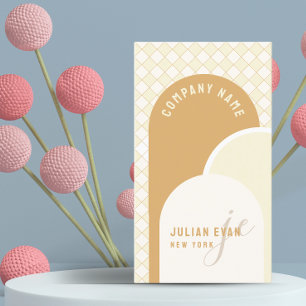 Élégant Carte de visite rétro jaune En vichy