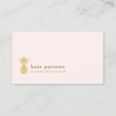 Élégant Carte de visite rose ananas or (Devant)