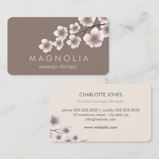 Élégant Carte de visite rose chic zen en fleurs (Devant / Derrière)