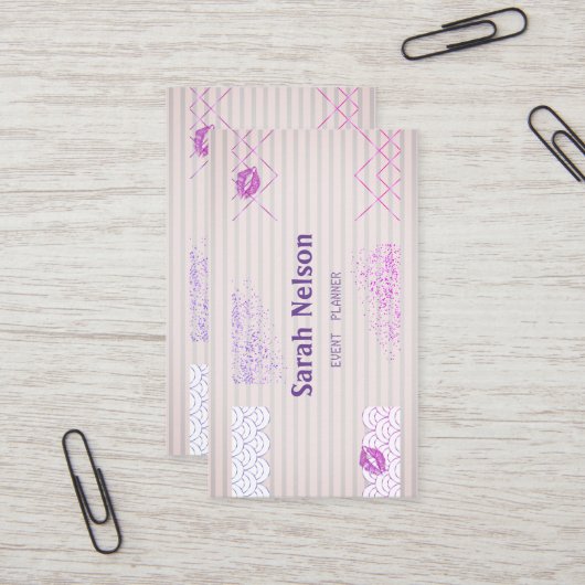 Élégant Carte de visite rose doux de luxe (Devant/Arrière en situation)