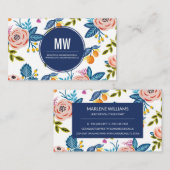 Élégant Carte de visite rose et bleu (Devant / Derrière)