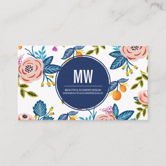 Élégant Carte de visite rose et bleu (Devant)