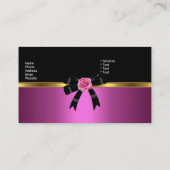 Élégant Carte de visite rose rose noir Bow or (Dos)