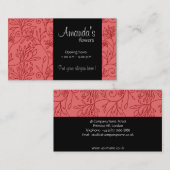 Élégant Carte de visite rouge floral (Devant / Derrière)