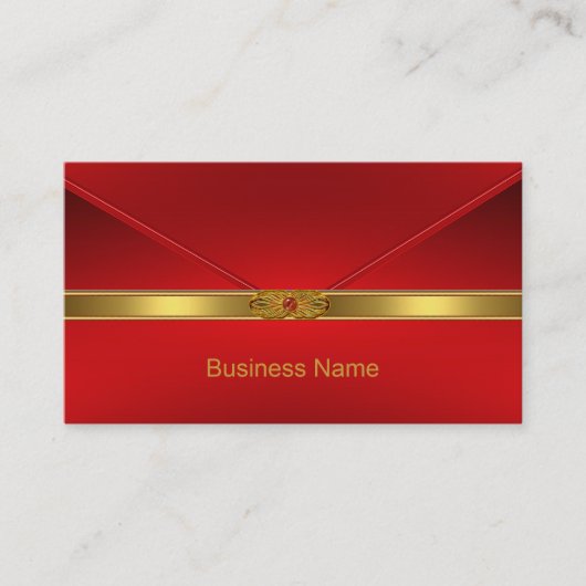 Elégant Carte de visite Rouge or Trim Rouge Bijou (Devant)