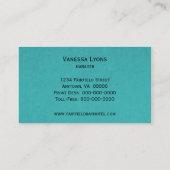 Élégant Carte de visite, Turquoise (Dos)