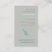 Elégant carte de visite vert à la sauge rustique (Dos)