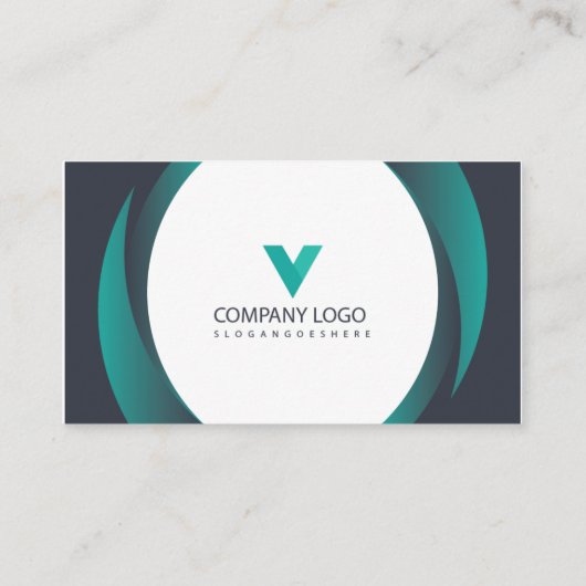 Élégant Carte de visite, vert blanc QR Code (Dos)