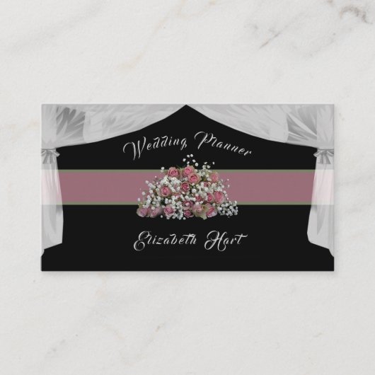 Élégant Carte de visite Wedding planner Rose (Devant)
