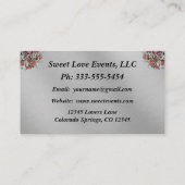 Élégant Carte de visite Wedding planner Rose (Dos)