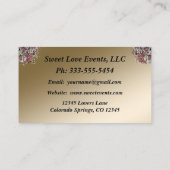 Élégant Carte de visite Wedding planner Rose (Dos)