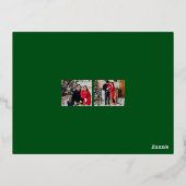 Élégant Carte photo de famille Foil vert (Verso)