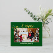 Élégant Carte photo de famille Foil vert (Debout devant)