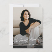 Élégant Carte photo de mémoire de script moderne + (Devant)