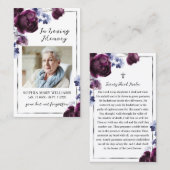 Élégant Carte photo de prière funéraire florale (Devant / Derrière)