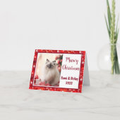 Élégant Carte photo de vacances Rouge & Blanc (Devant)
