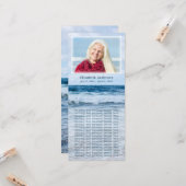 Élégant Carte photo funéraire des Vagues Bleues (Devant/Arrière en situation)