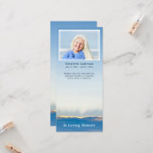Élégant Carte photo funéraire du ciel bleu (Devant/Arrière en situation)