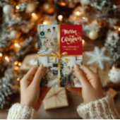 Élégant Carte photo Red Merry Christmas Gold Bow