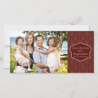 Élégant Carte photo rouge Damas