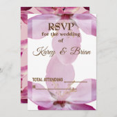 Élégant Carte photo RSVP en fleur rose (Devant / Derrière)