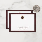 Élégant Carte pour notes bourguignon avec Gold Log (Devant/Arrière en situation)