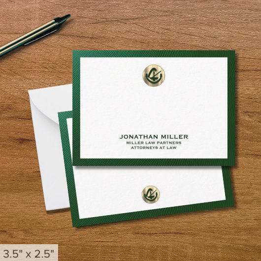 Elégant Carte pour notes vert avec Gold Logo Cabin