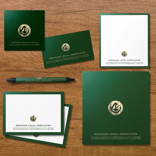 Elégant Carte pour notes vert avec Gold Logo Cabin